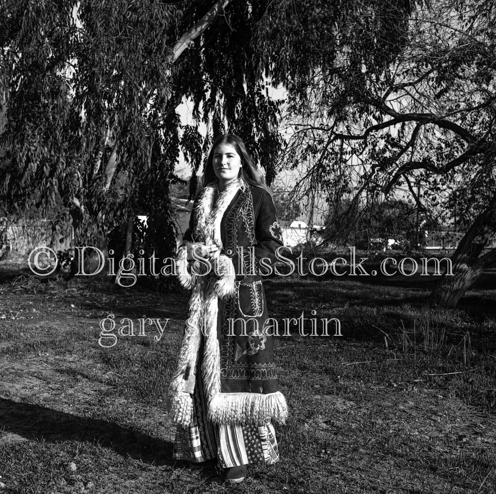 Showing off Fur Coat, Diane Analog, Portraits, Women, B & W