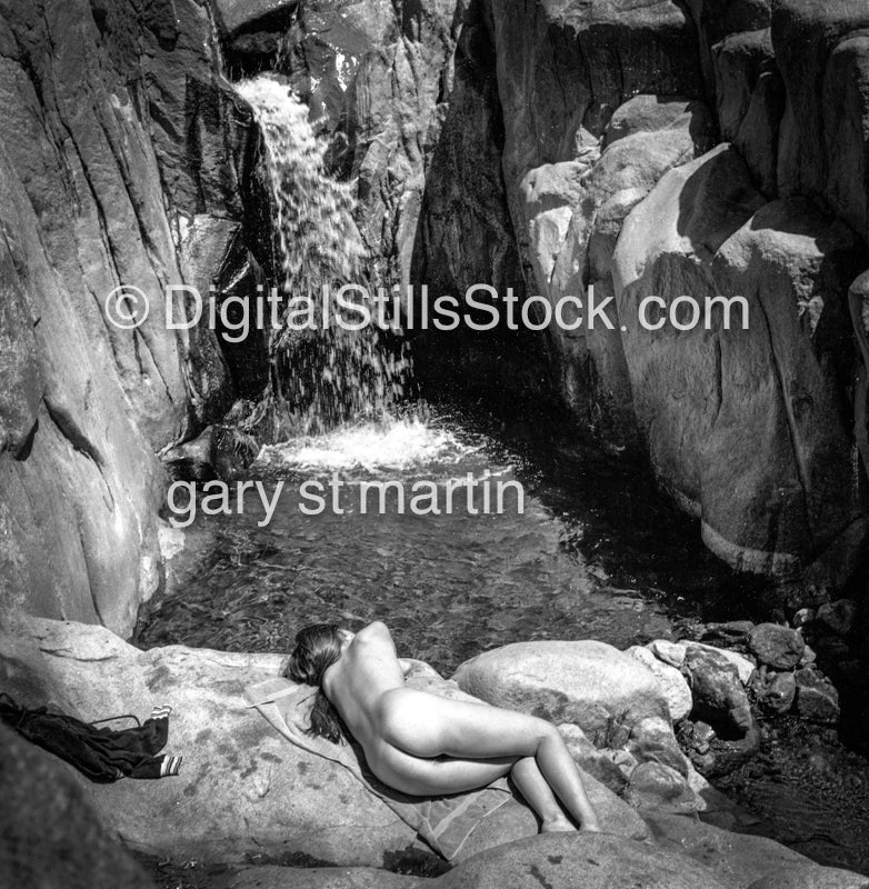 Diane, Nude along the Falls, Analog, Portrait, Women, Black & white