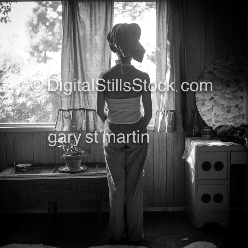 Diane Staring Into A Window, Analog, Portrait, Women, Black & white
