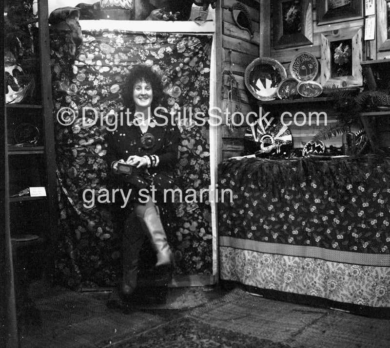 Store owner Smiling Portrait, Eugene, Oregon, Analog, Portrait, Women, Black & white