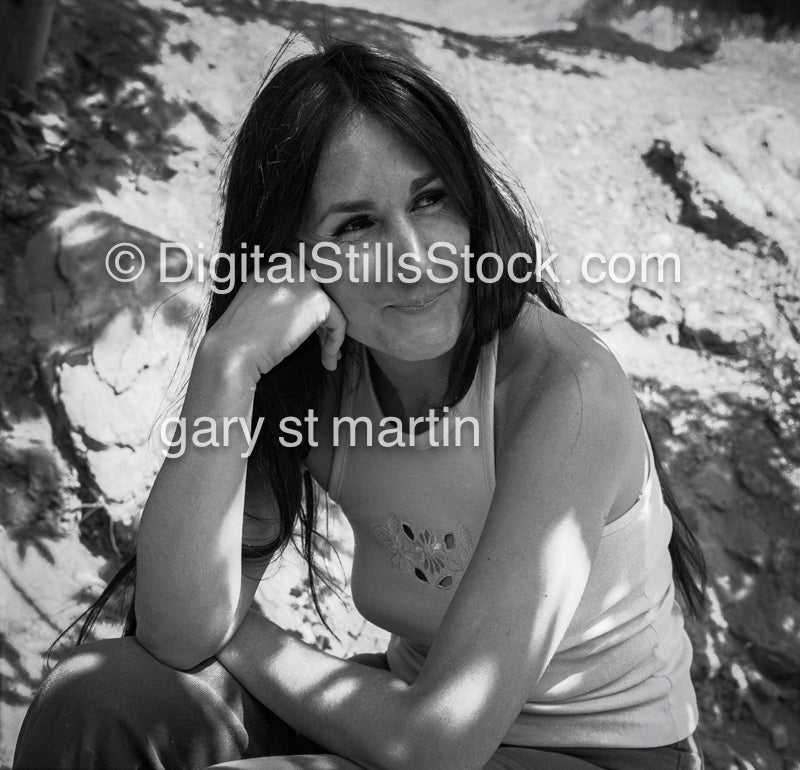 Bobbie Under the Tree, Silverado Canyon, CA, Analog, Portrait, Women, Black & white