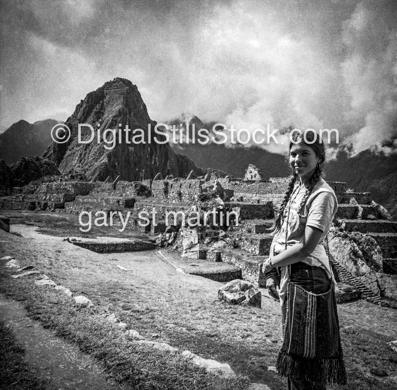 Caroline at Machu Picchu V2, Analog, Portrait, Women, Black & white