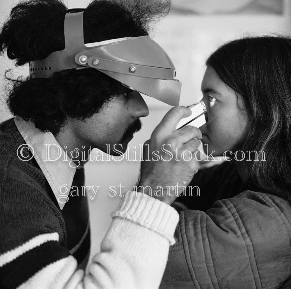 Caroline Getting Eye Examined Close Up Analog, Portraits, Women, B & W