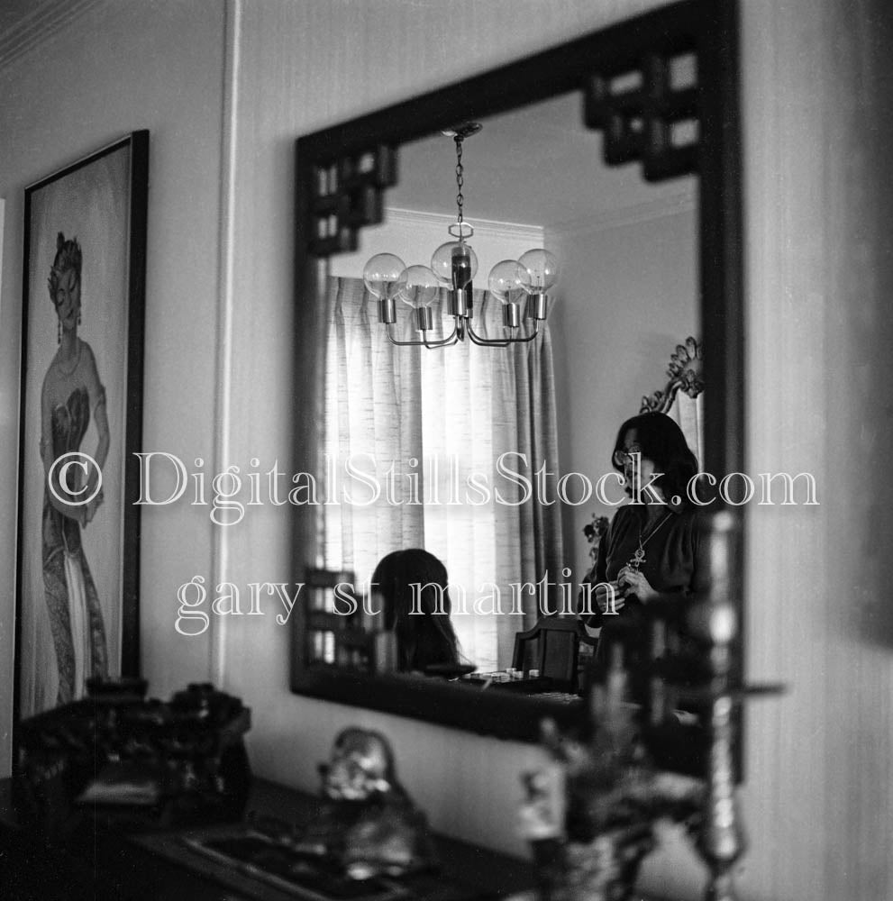 Caroline and Healer in Mirror Reflection Portrait Analog, Portraits, Women, B & W