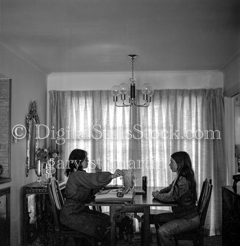 Caroline and Healer with a Typewriter V2 Analog, Portraits, Women, B & W