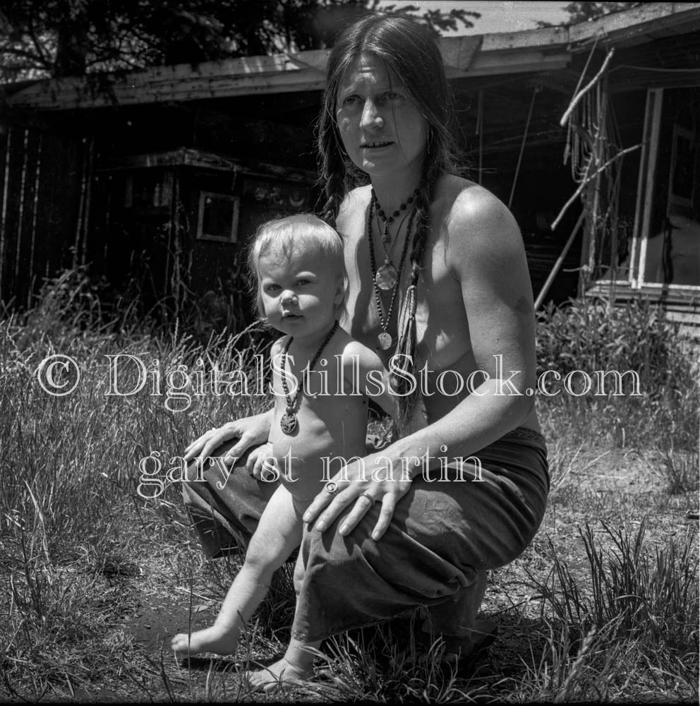 Sanders and Bahana Wearing Beads Portrait Analog, Portraits, Women, B & W