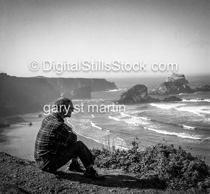 overlooking the pacific, Analog, Portraits, Men, Black and White