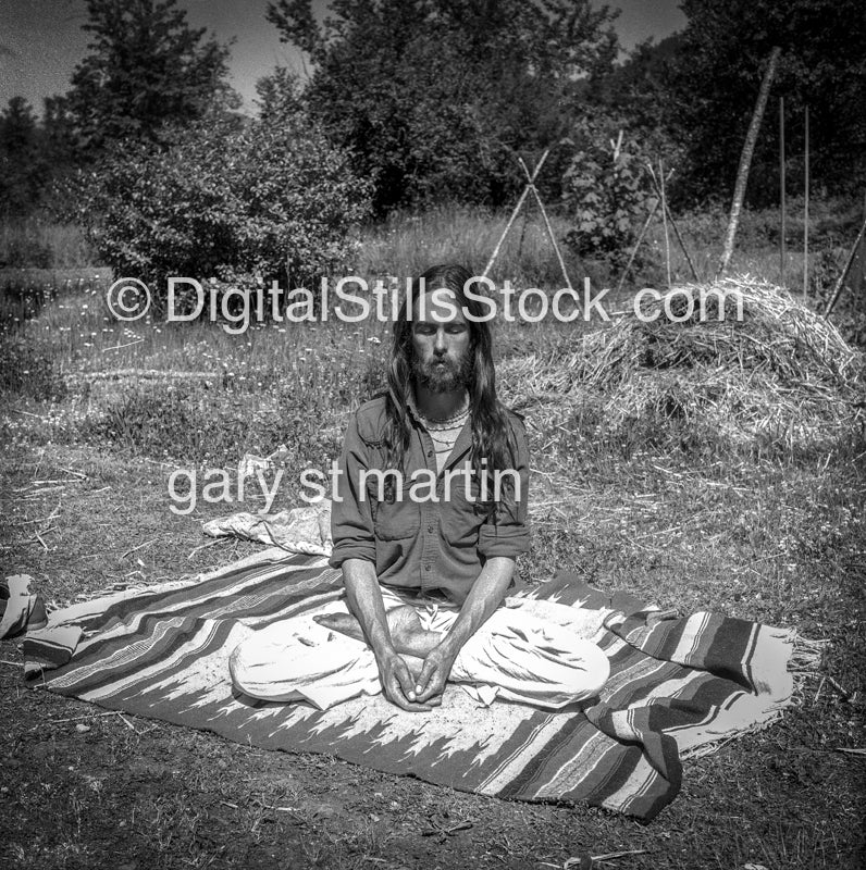 Jim Campbell Meditating, Analog, Portraits, Men, Black and White