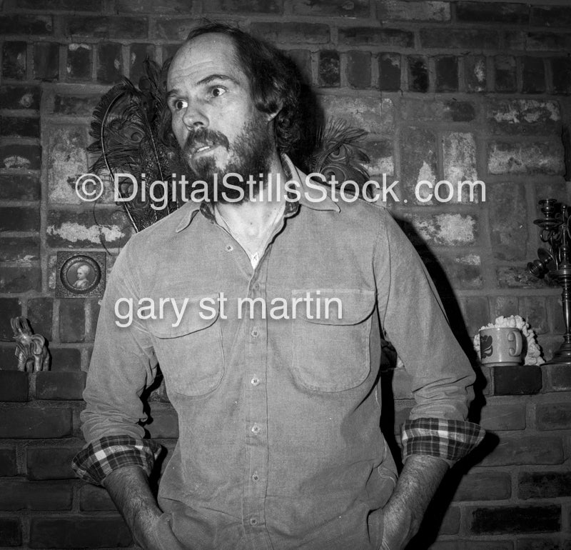 Teddy Portrait Against Brick Wall, Analog, Portraits, Men, Black and White