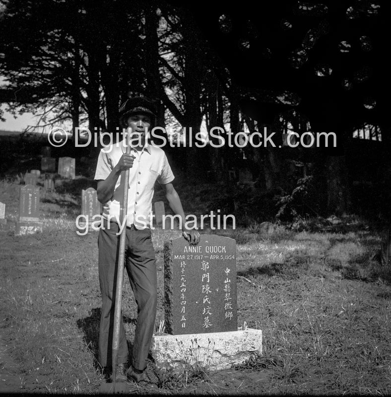 Graveyard Worker on Shift, Analog, Portrait, Men, Black & White