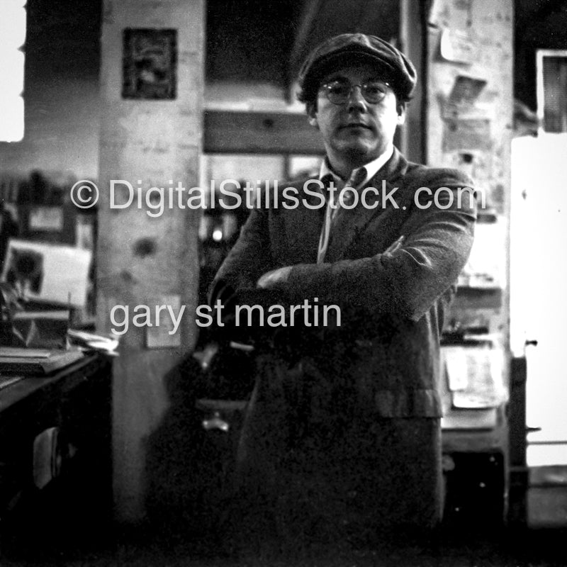 George Brown inside Scarborough Fair, The Kiva Bookstore, Analog, Portraits, Men, Black and White