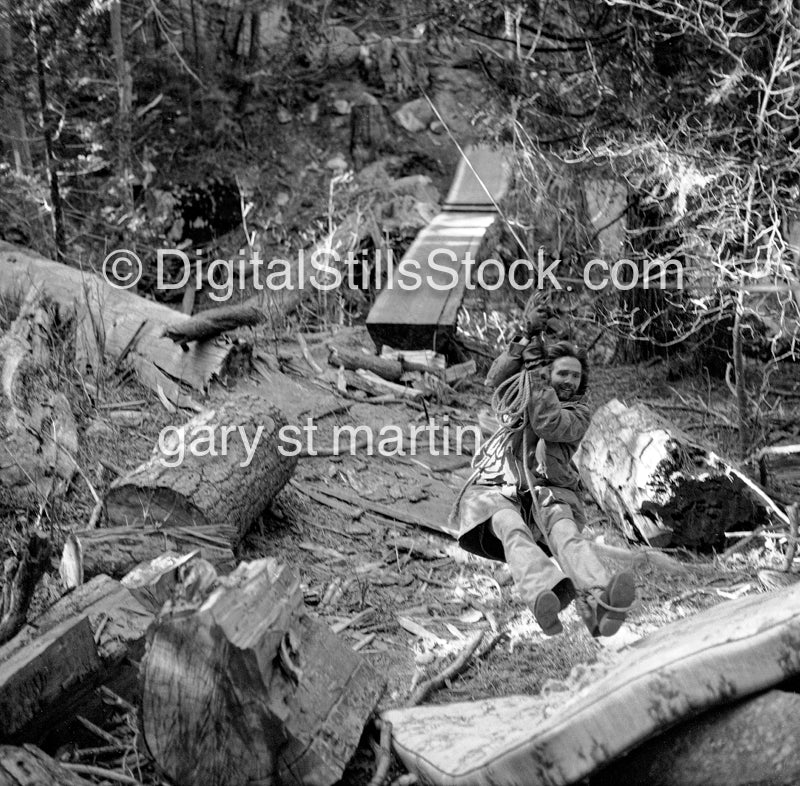 Rick Swinging in The Woods, Analog, Portraits, Men, Black and White
