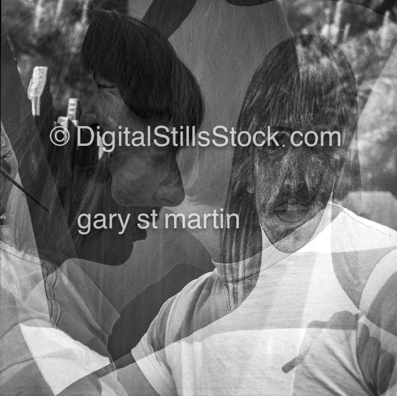 Double Exposure, Dennis Painting, Self Portrait Analog, Portrait, Men, Black & White