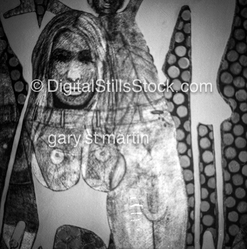 Dennis Wagner Painting , Two Them Analog, Portrait, Men, Black & White