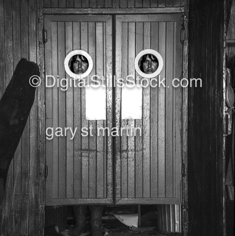 Dennis Wagner through Doubled Doors, Costa Mesa, Analog, Portraits, Men, Black and White