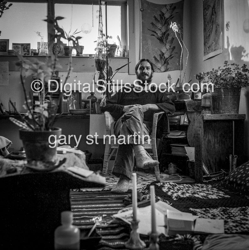 In a Room of Plants, Self Portrait, Pacifica, CA, Analog, Portraits, Men, Black and White