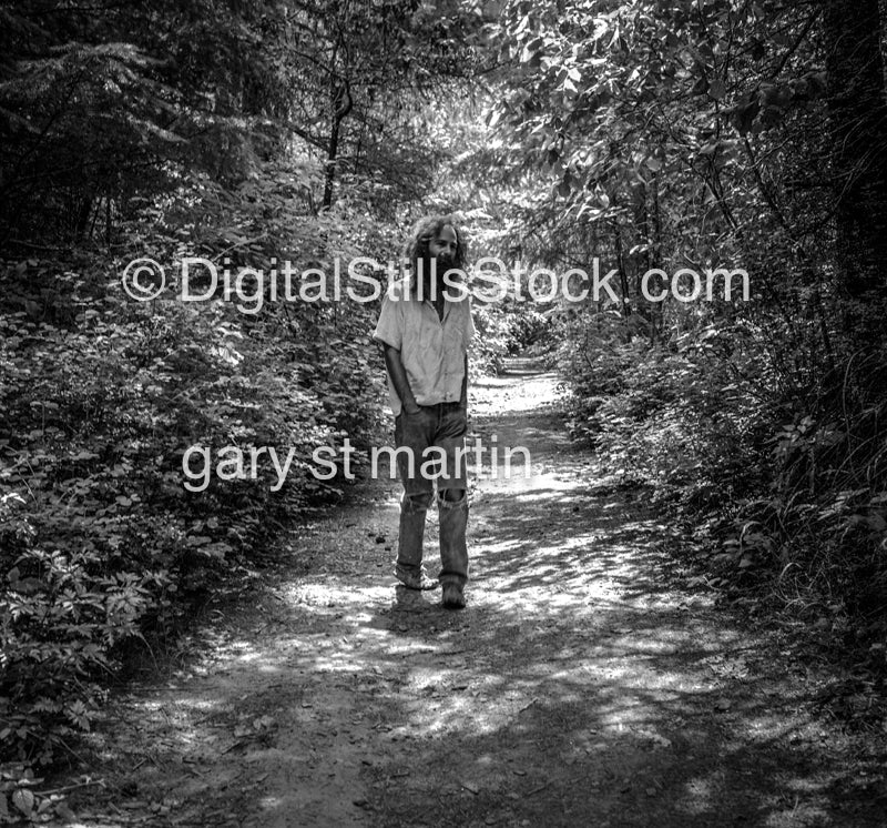 Joe on a Pathway In The Woods, Analog, Portraits, Men, Black and White