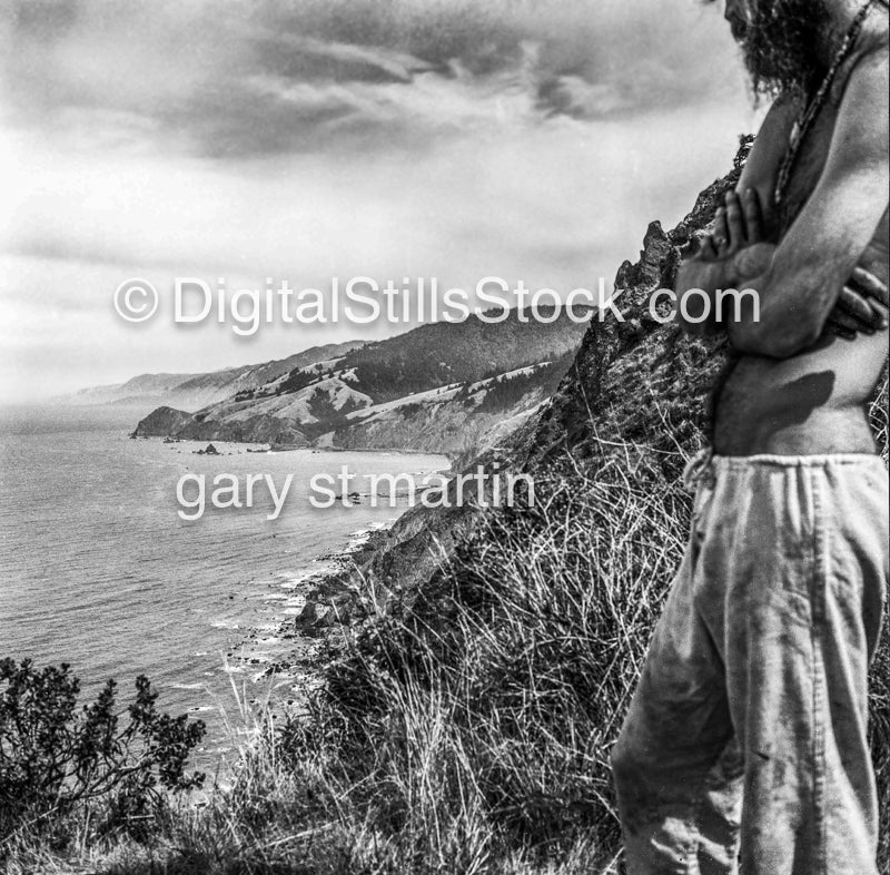 Joe Looking Along the Usal Trail Coast, Analog, Portraits, Men, Black and White