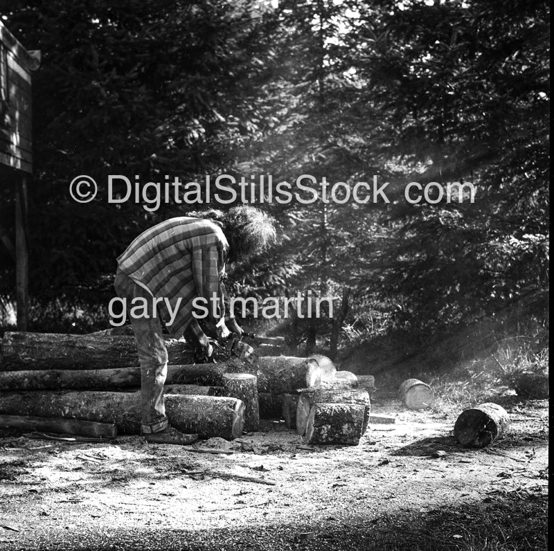 Joe Chopping Wood, Analog, Portraits, Men, Black and White