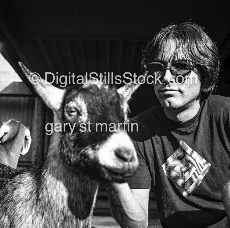 Chris Moses With A Goat San Diego Zoo, Analog, Portraits, Men, Black and White