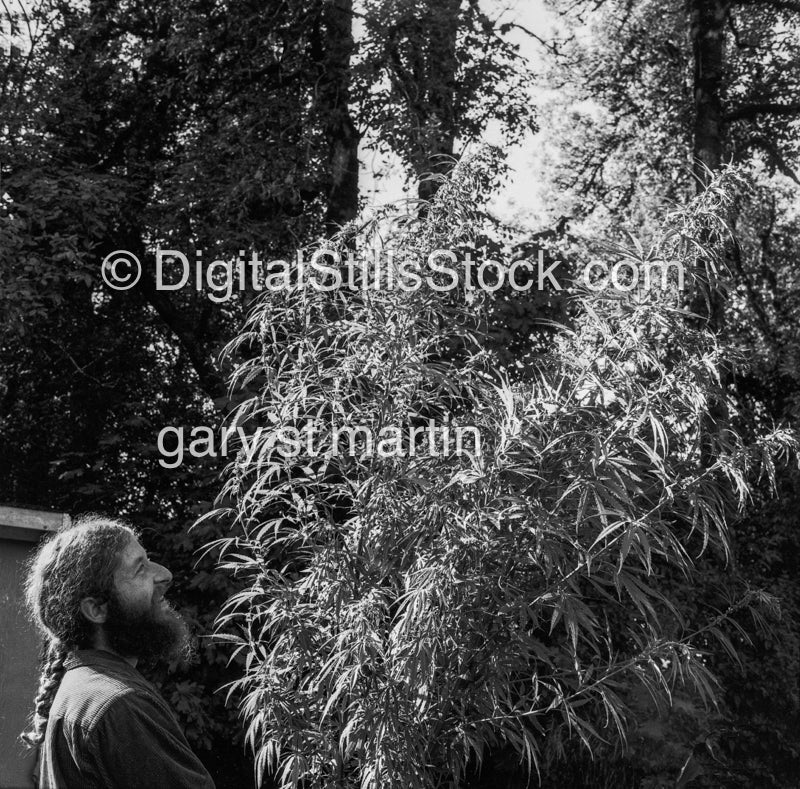 David Oberg Holding Pot Plant Analog, Portrait, Men, Black & White