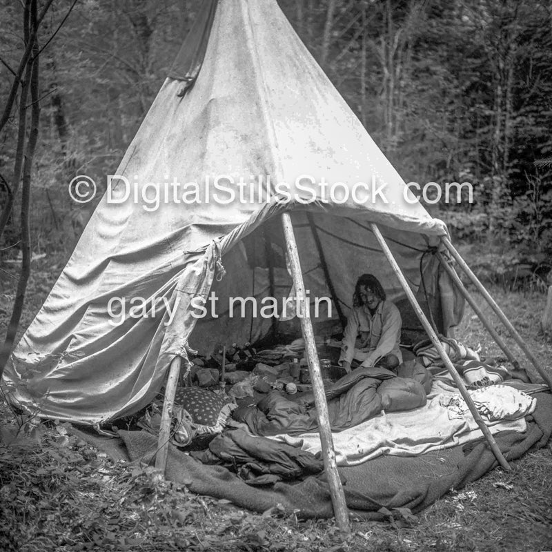 Jack Burger in his Tipi McKenzie Bridge, Oregon, Analog, Black & White, Portraits, Men