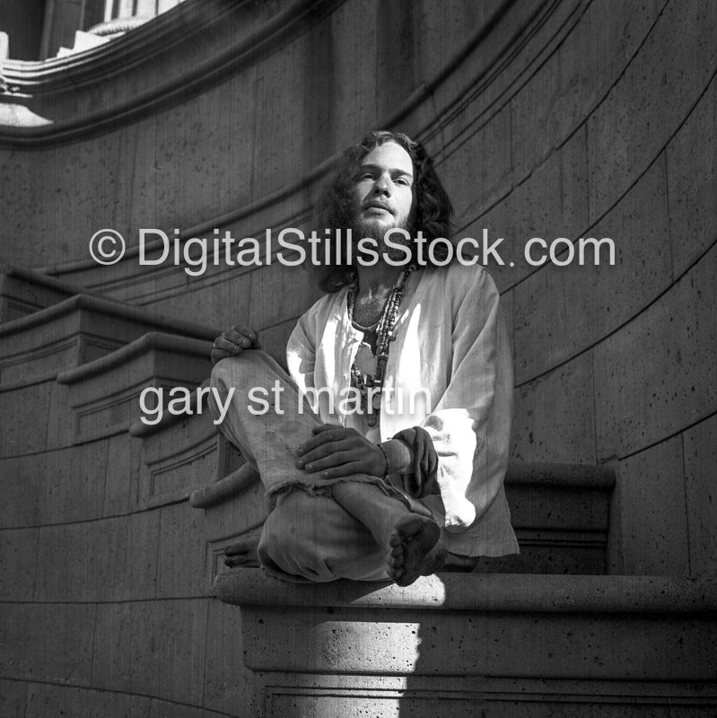 Jason Along the Steps, The Art Center, San Francisco, CA (V2), Analog, Black & White, Portraits, Men