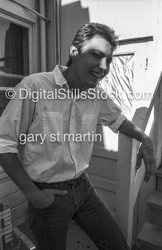 Gary Swanson, on the Steps, Analog, Portraits, Men, Black and White