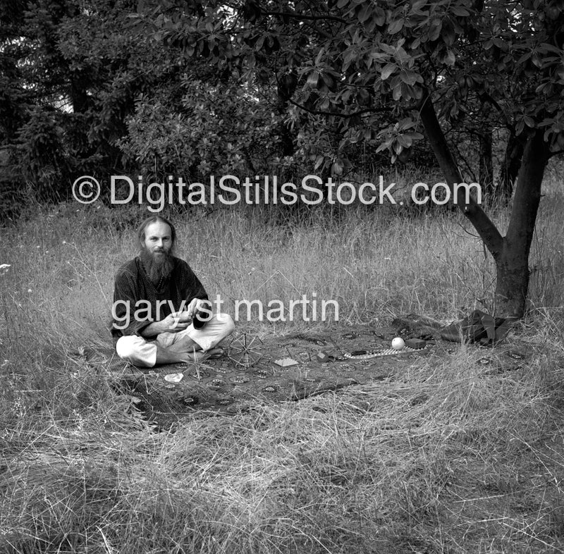 Peter (AKA Ramakasha) Sitting In the Field, Analog, Portraits, Men, Black and White