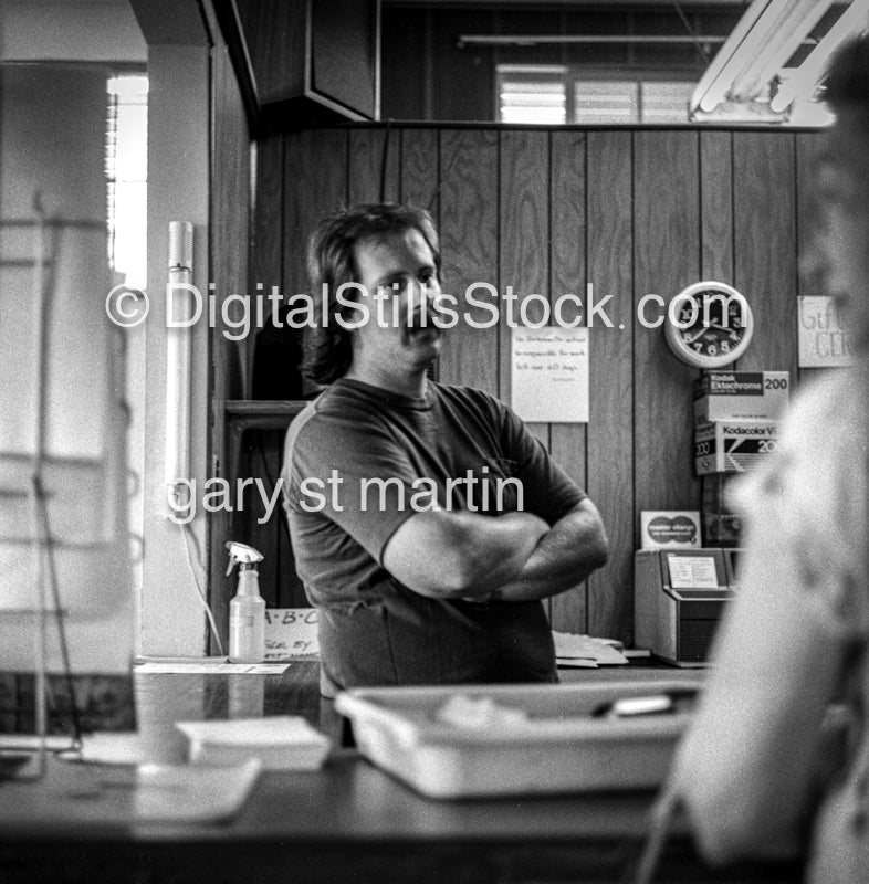 Dave Laird In The Dark Room, San Diego analog, men, black and white,