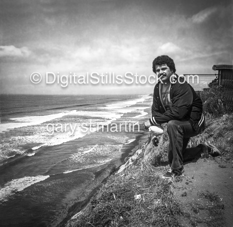 Jim St Martin along the Bluffs, Encinitas, California, Analog, Portraits, Men, Black and White