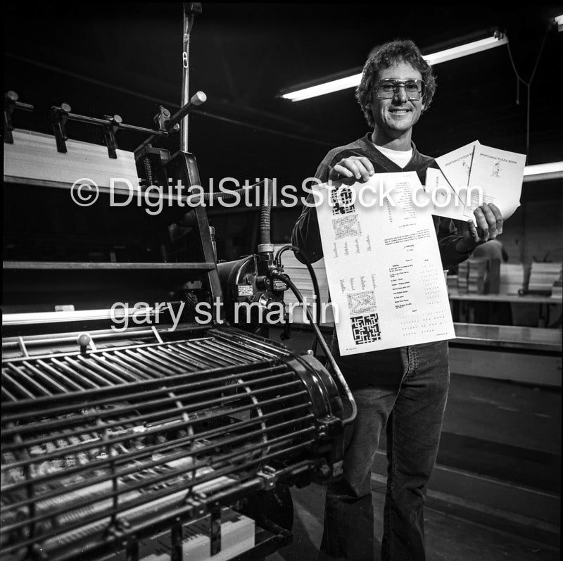 Client Holding Up His Product Analog, Portrait, Men, Black & White