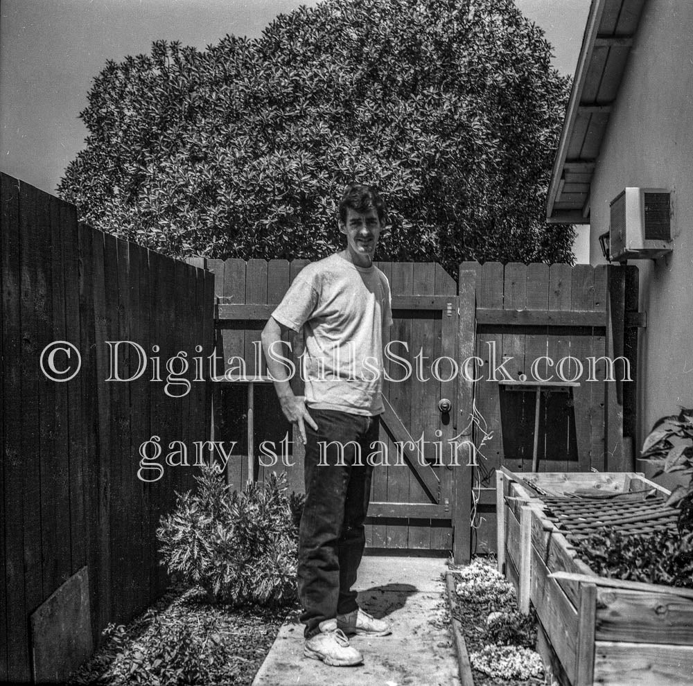 Bill Martin Portrait in Backyard Analog, Portrait, Men, Black & White