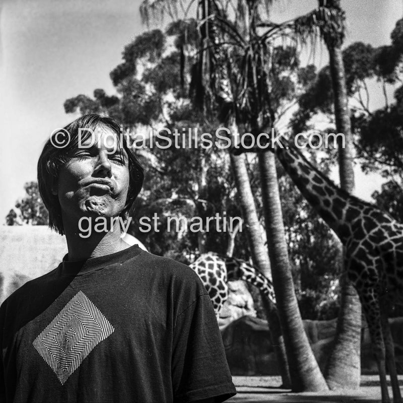 Closeup Giraffe Views Analog, Portrait, Men, Black & White