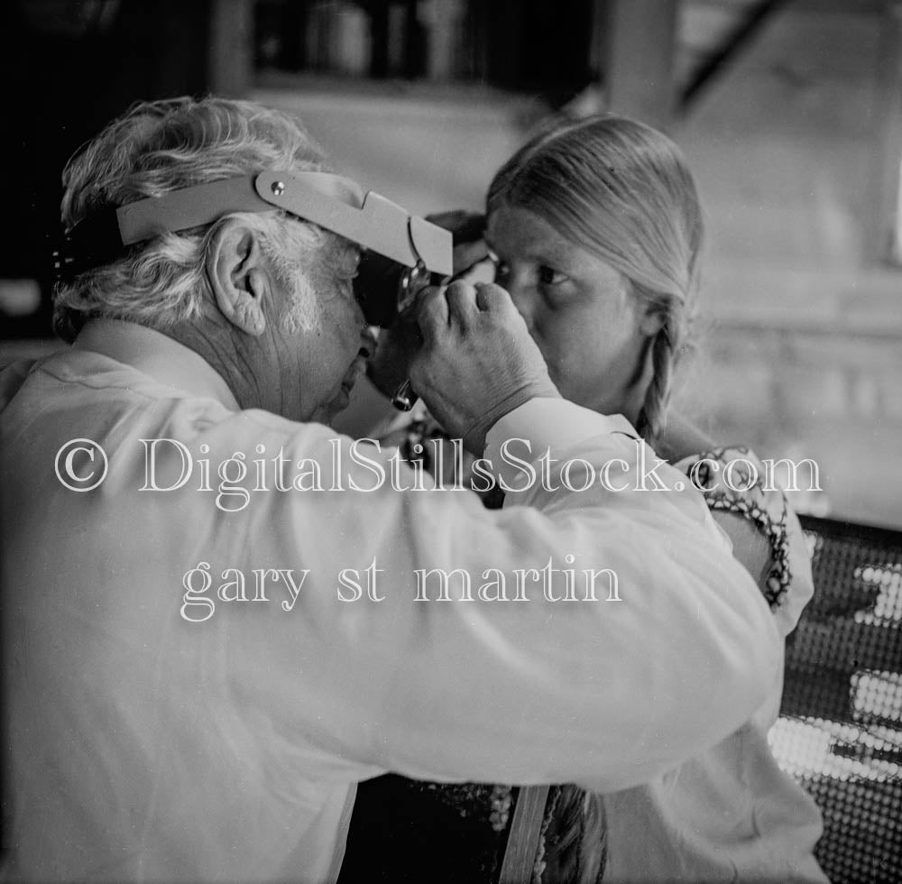 Dr. Christopher, Iridologist, Examining Patient Analog, Portraits, Groups B & W