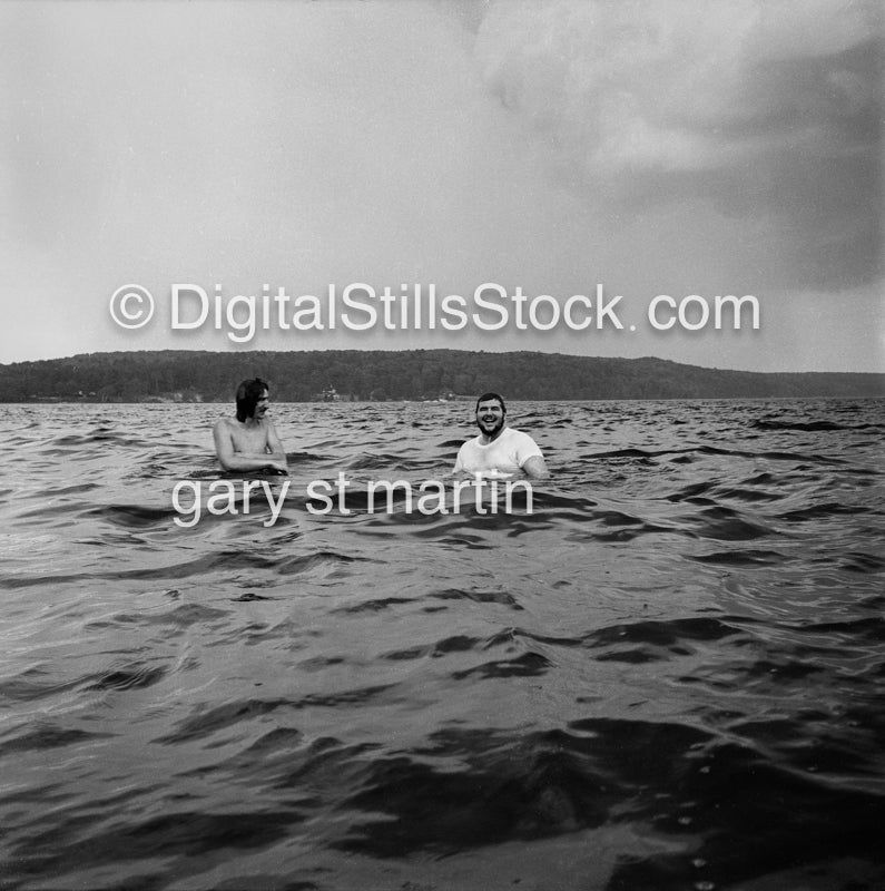 Mike and William Swimming in Lake Superior Analog, Portraits, Groups B & W