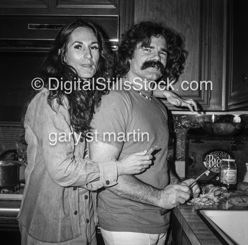 Lee and Bobby Barker in the Kitchen, black and white analog groups