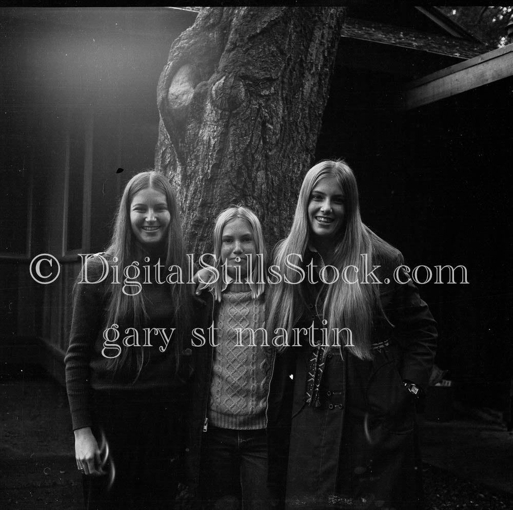 Diane and Her Two Sisters Analog, Portrait, Group, B & W
