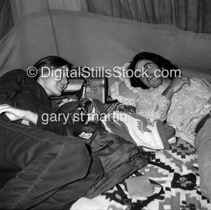 hanging out in a tent