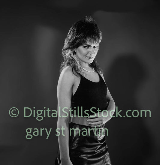 Elaine Summers Right View pose Analog B&W 80s Rock Clubland