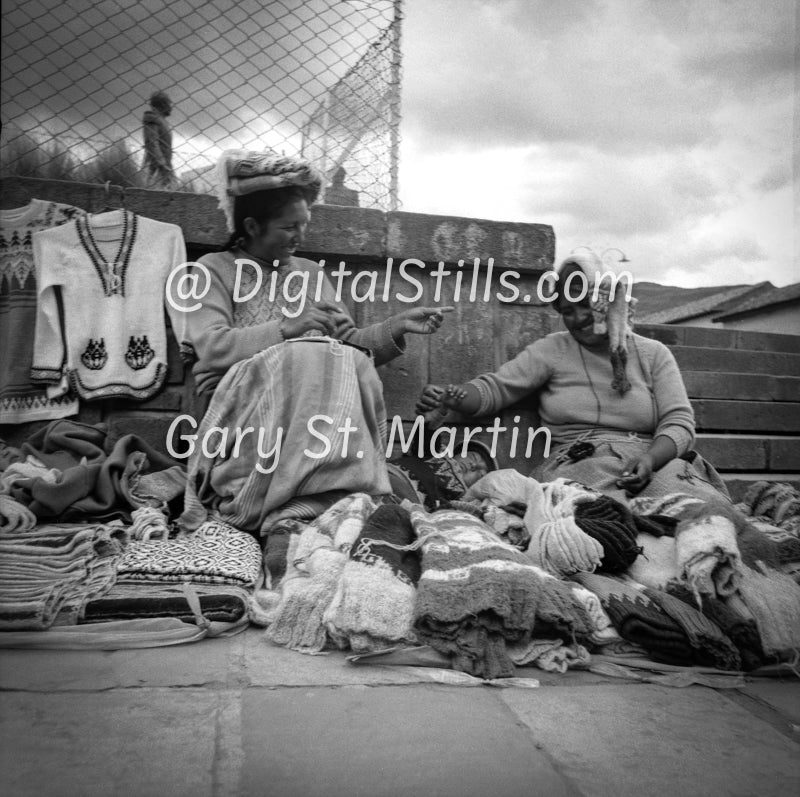 Woman Knitting, Analog, B&W, Peru