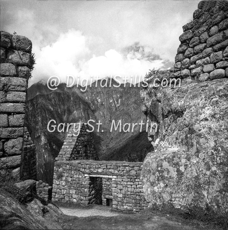 Structure inside the Walls, Machu Picchu, Black And White Shadow