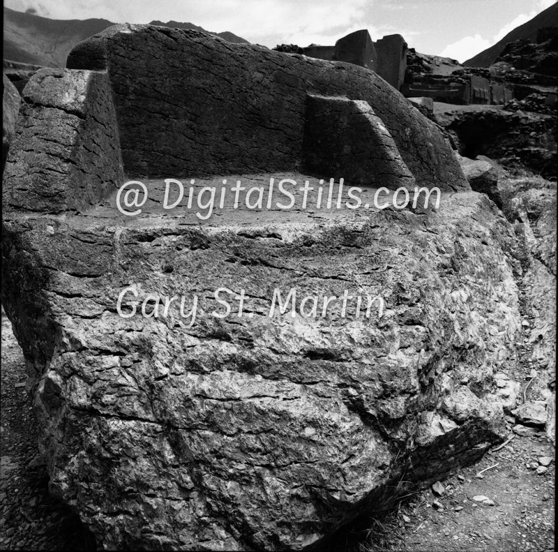 Prayers Stone, Machu Picchu, Peru, Black And White Shadow