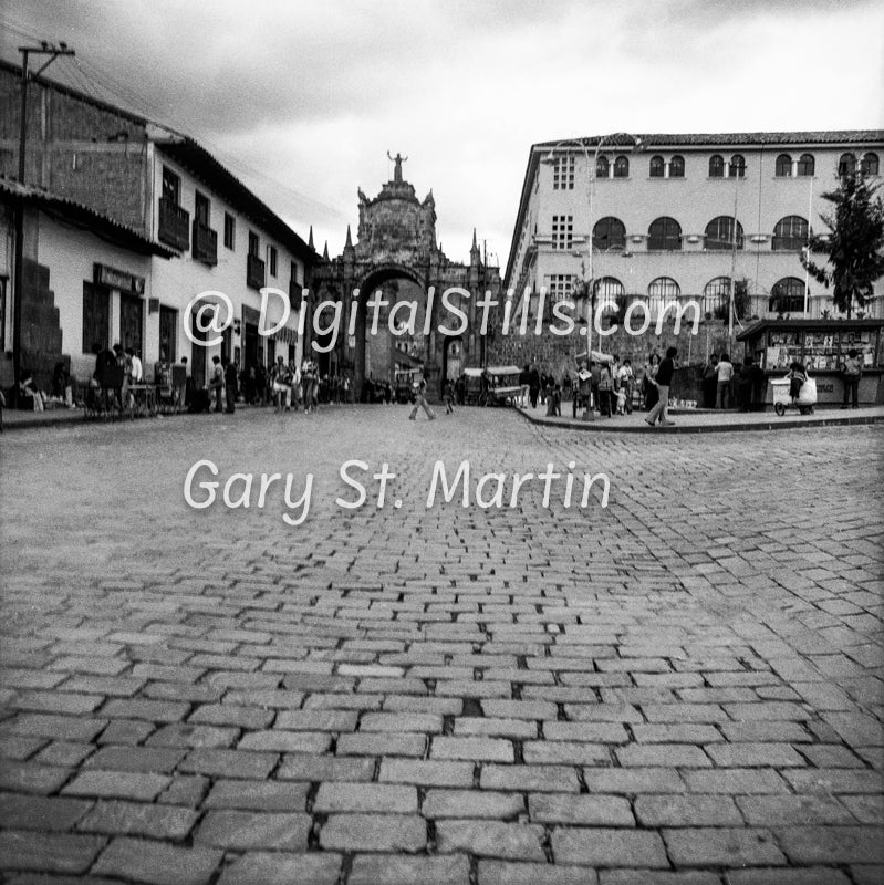 Cobblestone Street View, Cusco, Peru, Peru, Black And White Shadow