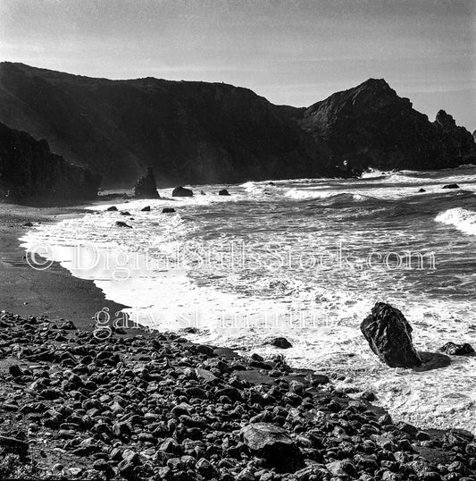 Rocky Shore and Sea Foam in Big Sur, California