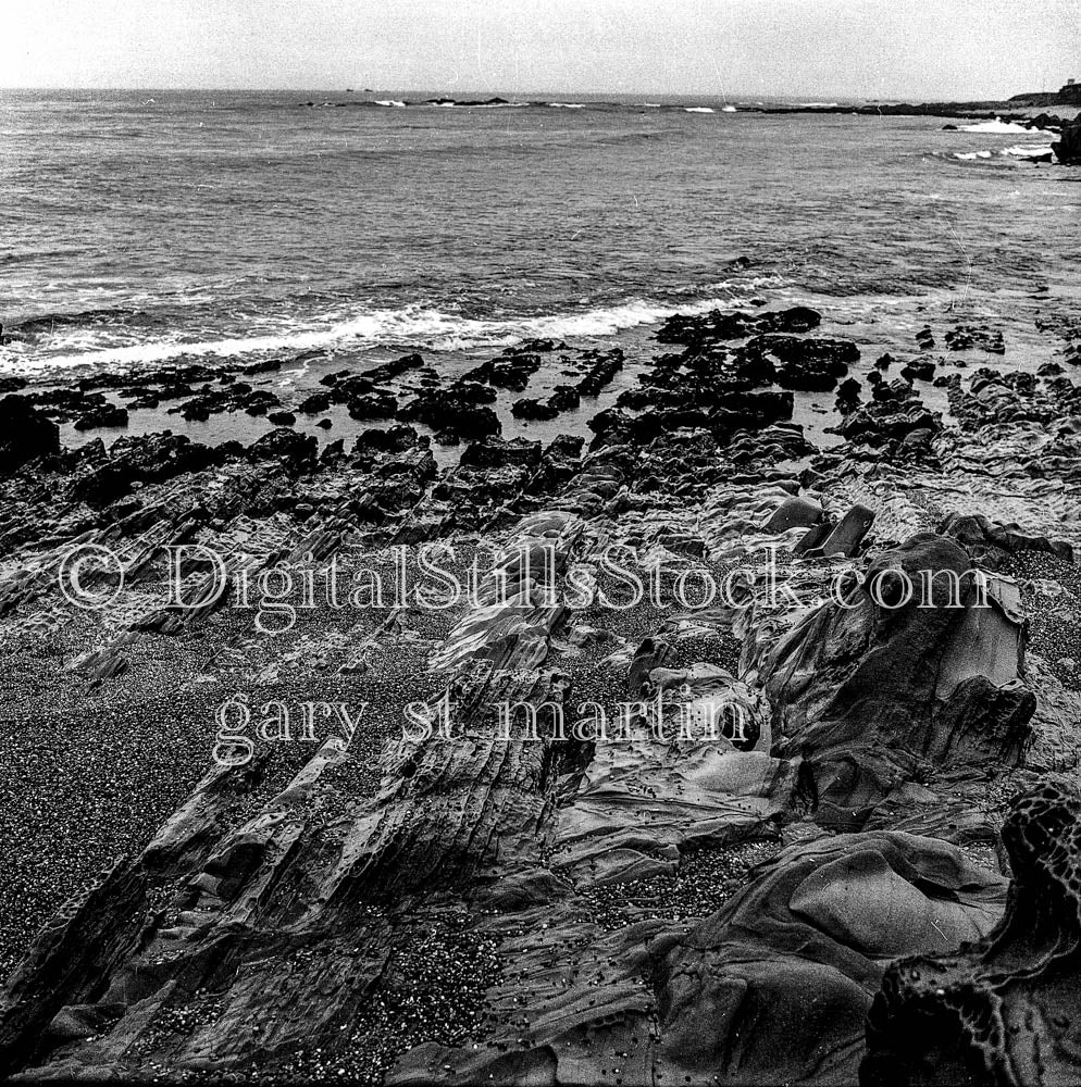 Rocky Shore and Ocean Horizon in California
