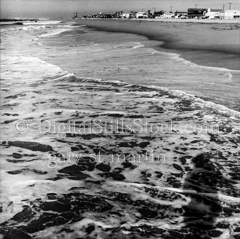 Ocean Washing Up Along Newport Beach