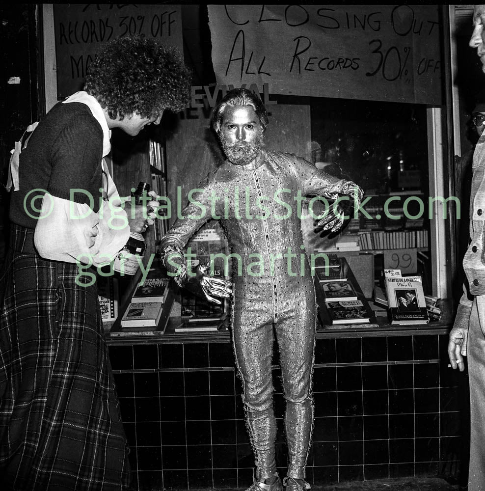 Tin Man Posing, Polk St., Analog B & W
