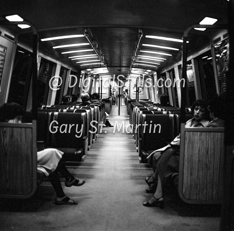 Inside of BART Trolly, analog,Black & White, Oddities