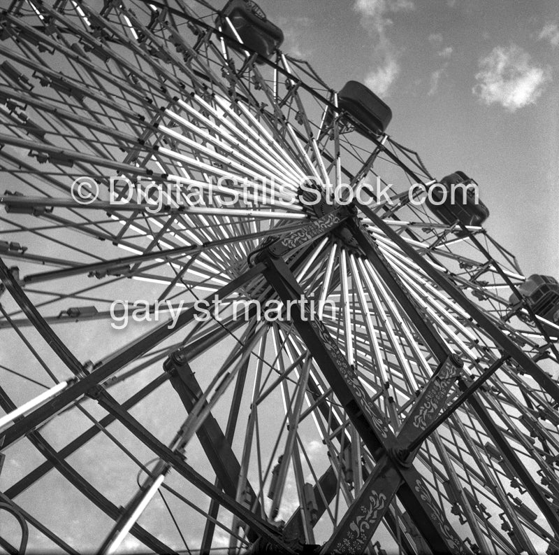 View one Ferris wheel Balboa Island , analog, Black & White, Oddities